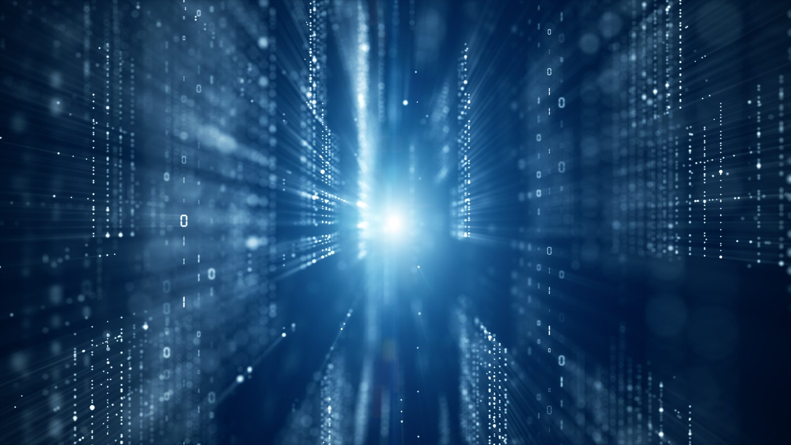 Digital cyberspace with particles and digital data network connections, Futuristic digital data display background concept.