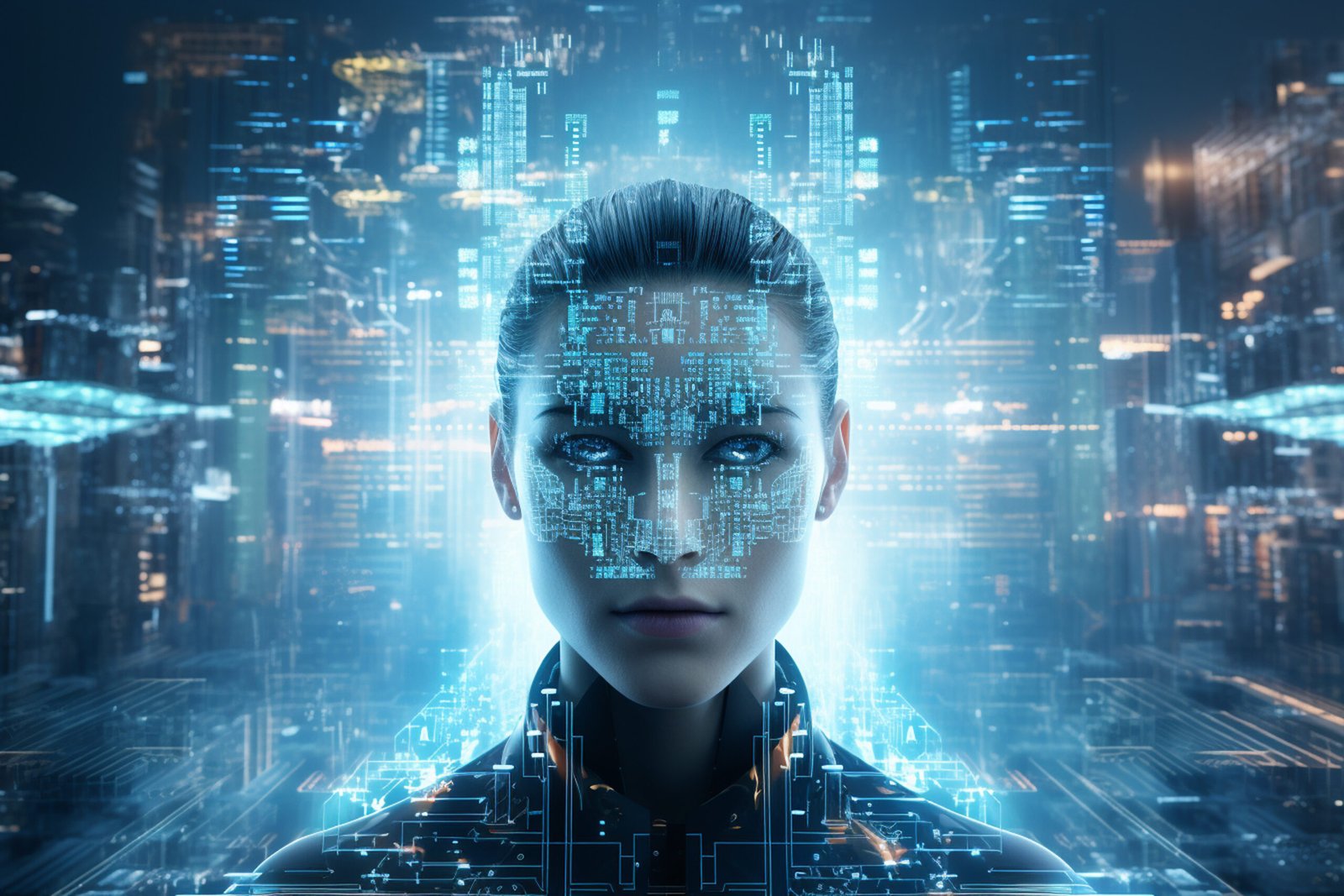 3d rendering of a female robot or cyborg with artificial intelligence